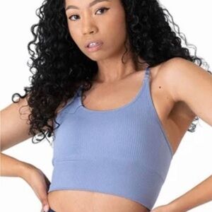 Stylish Blue Ribbed Tank Top